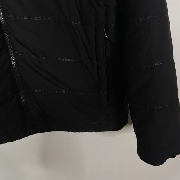 The North Face Mens Large L Black Tonal Striped Puffer Jacket Full Zip Pockets - Picture 4 of 10